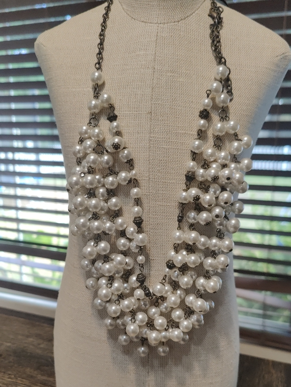 Classic White Faux Pearl Multi-Strand Necklace - Brand:
